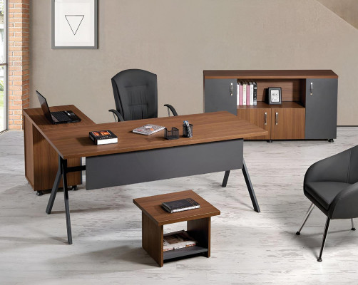 Eckbureau tafel Werktafel Compleet kantoor Kantoor meubilair 3-delige houten set Grijs