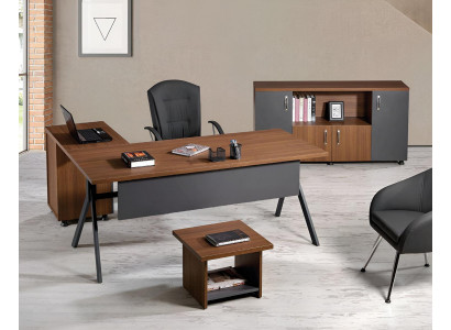 Eckbureau tafel Werktafel Compleet kantoor Kantoor meubilair 3-delige houten set Grijs