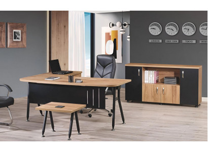 Eckbureautafel Werktafel Compleet kantoor Kantoor meubilair 3-delige Houten set Zwart
