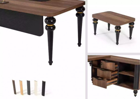 Grote houten hoekbureau kantoormeubelen Chef-tafels Houten meubelen