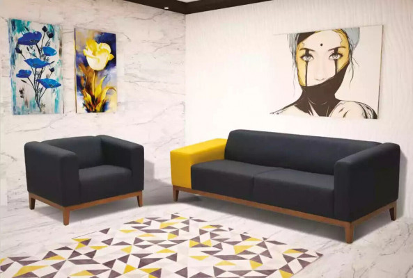 Meubels Grijze bankstel Driezitsbank Fauteuil Set Kantoor Set