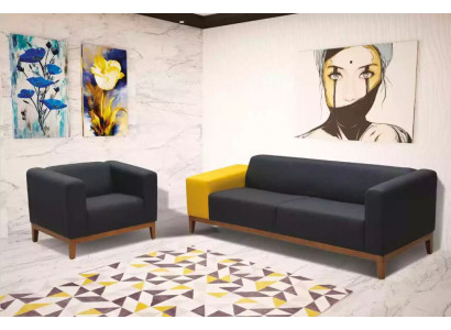 Meubels Grijze bankstel Driezitsbank Fauteuil Set Kantoor Set