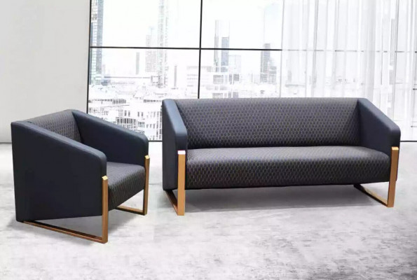 Zwarte complete banksset kantoormeubilair textiel zitbank driezits fauteuil