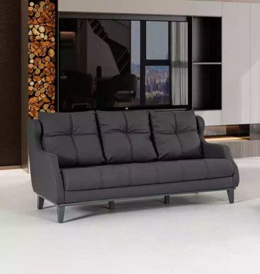 Zwarte bankstel fauteuil tweezitter luxe moderne set gestoffeerde zitting 2+1