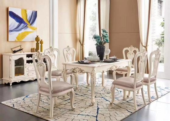 Eetkamer set luxe Eettafel 6x Stoelen klassieke meubels 7dlg nieuw