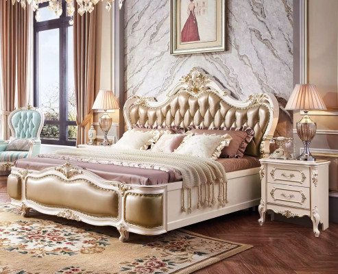 Klassieke luxe slaapkamer luxeset 3-delig bed + 2 nachtkastjes nieuw