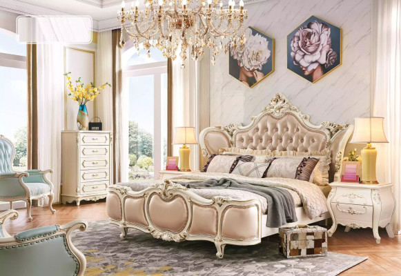 Slaapkamer meubels Bed 2x Nachtkastjes Luxe-set Nieuwe klassieke meubels 3-delig