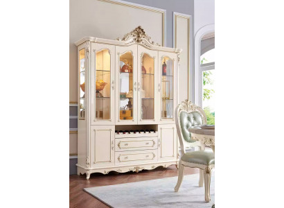 Vitrine Hout klassieke woonkamermeubelen nieuw luxe interieur parelwit