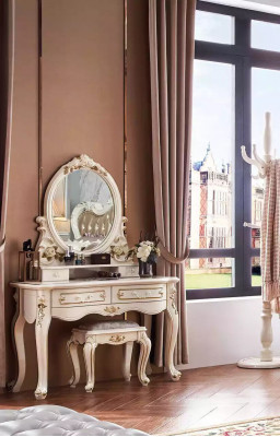 Stijlvolle slaapkamer set kaptafel met spiegel + krukje 2-delig