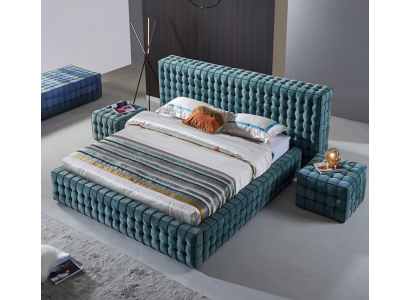 Luxe Turkoois Slaapkamer Bed Designer Tweepersoonsbed Houten Frame Nieuw