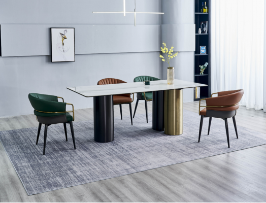 Eetkamerset Designer set Eettafel 4x kunstleren stoelen 5-delig