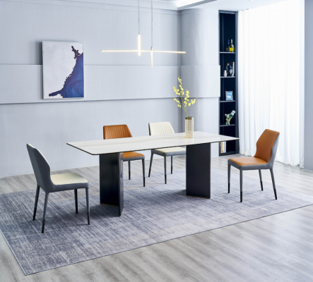 Moderne eetkamerset Grote eettafel 6x kunstleren stoelen Luxe meubels