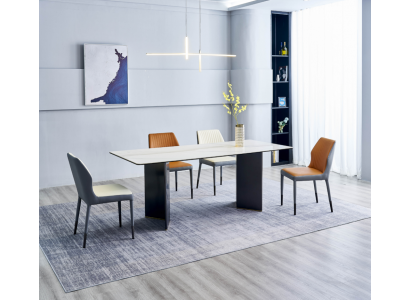 Moderne eetkamerset Grote eettafel 6x kunstleren stoelen Luxe meubels