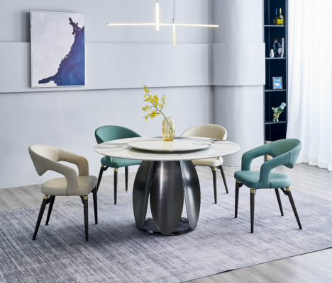 Eetkamer set stijlvolle ronde tafel 4x stoelen eetkamerm meubels