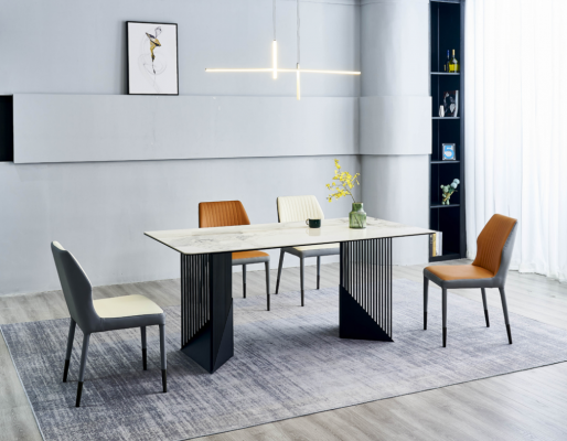 Eetkamerset Eettafel Ontwerper 6x kunstlederen stoelen Eettafel 7-delig