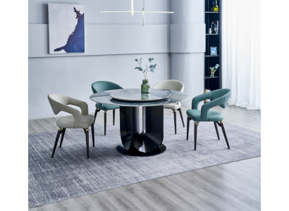 Designer eetkamer luxe ronde eettafel 6x stoelen stijlvolle eetgroep
