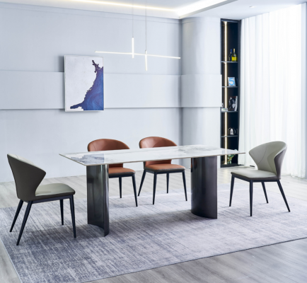Eetkamer meubels Moderne eettafel 6x gestoffeerde stoelen Designer eetgroep