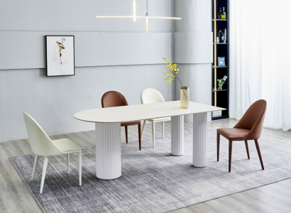 Witte eetkamerset Designer eettafel 6x gestoffeerde stoelen Luxe set