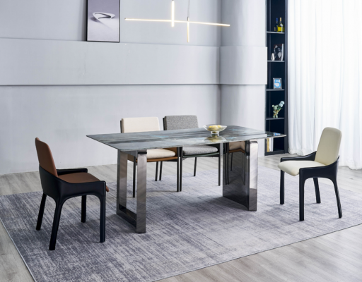Eetkamerset Designer 4x stoelen Moderne zitgroep Luxe rechthoekige tafel