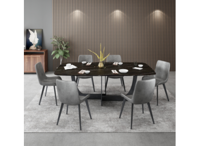 Moderne eetkamerset Rechthoekige eettafel 6x kunstlederen stoelen