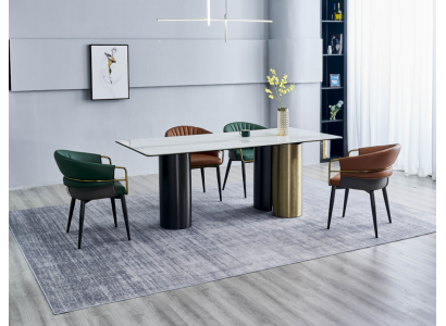 Stijlvolle eetkamerset, ontwerper eettafel, luxe zitgroep, 6 stoelen, 7 delen.