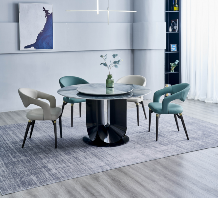 Moderne eetgroep Designer Ronde tafel 4 stoelen Eethoek 5-delig