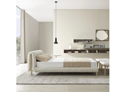 Modern wit bed Slaapkamer Designer Tweepersoonsbed Houten frame