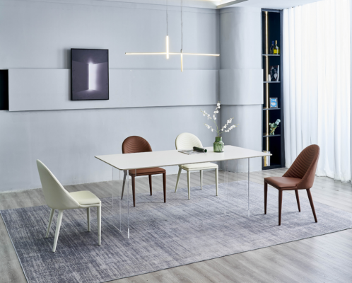Witte eettafel Eettafel 6x stoelen Designer fauteuil 7-delige set