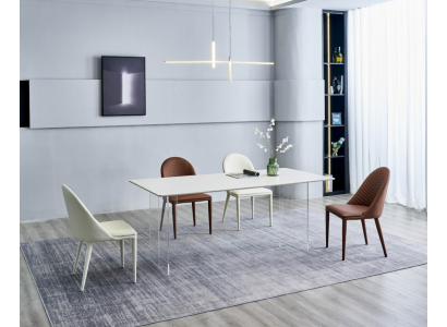 Witte eettafel Eettafel 6x stoelen Designer fauteuil 7-delige set