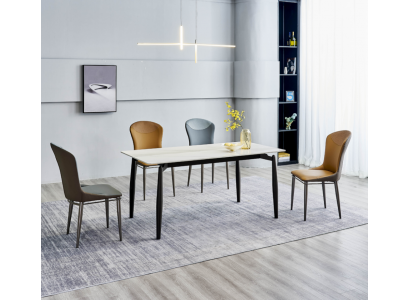 Eetkamerset Moderne Eettafel Ontwerper 6x Stoffenstoelen Eénzits Tafels