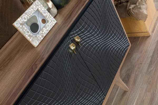 Luxe eetkamerset eettafel + 4x stoelen + dressoir met 2 spiegels Nieuw