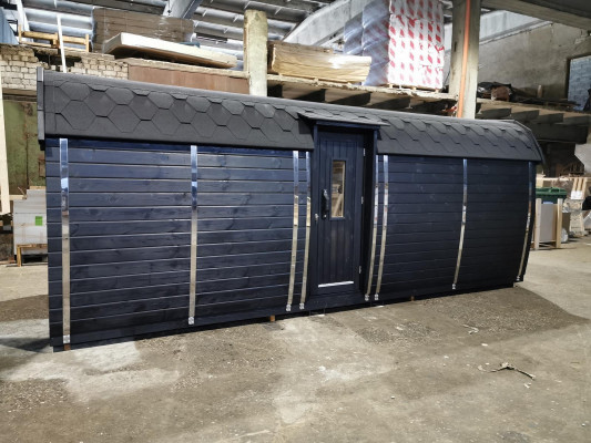 Houten sauna buitensauna Hout Grenenhout Saunahuis Panoramakamer 590x230x260