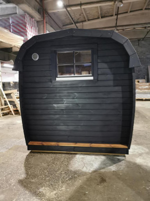 Houten sauna buitensauna Hout Grenenhout Saunahuis Panoramakamer 590x230x260