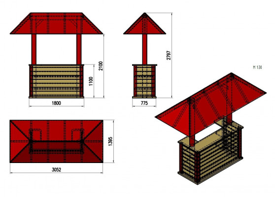 Bar Theke Huisbar Tuin Bartafel Toonbank Staantafel Bartafel met Dak 300x130x270