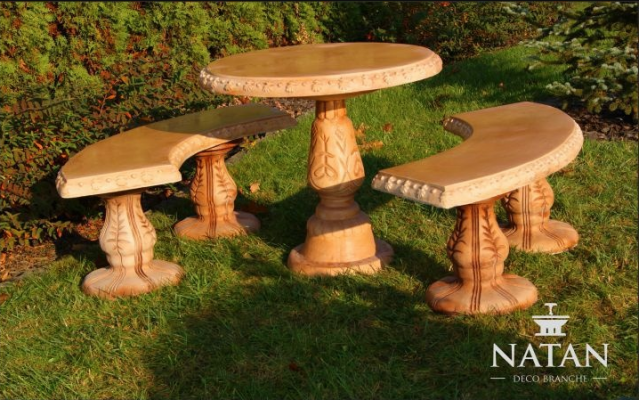 Romeinse stijl tuin tafels steen tafel rond terras meubels tuinmeubelen decoratie
