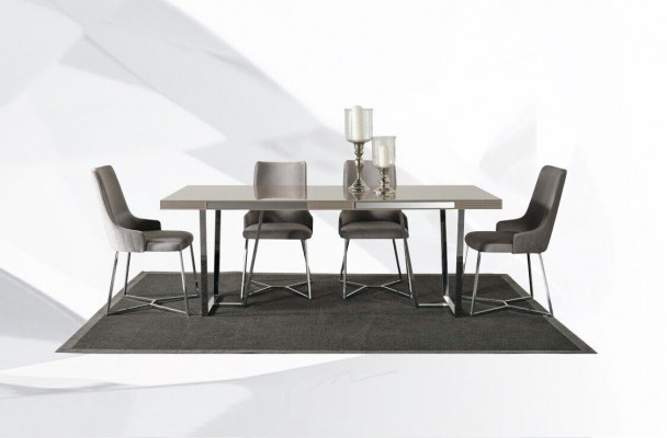 Eetgroep Eetkamer Groep Eethoek Eettafel Stoelen 10-delig Hout Grijs