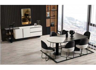 Eetgroep Eetkamer Set Eethoek Eettafel Stoelen 9-delig Hout Wit