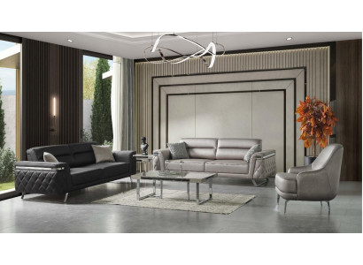 Luxe bankstel met drie-zits bankstoel stoffen bank grijs gestoffeerde bankstellen sofa's