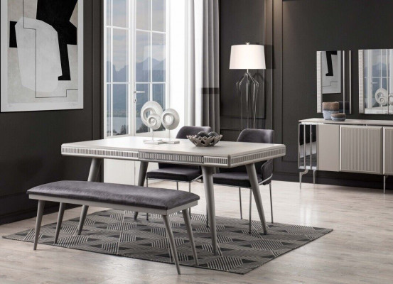 Eetkamerset Eetkamermeubels Eethoek Eettafel Eettafel Stoelen 6-delig Grijs