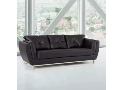 Zwarte driezitsbank Luxe meubels Moderne bank Gestoffeerde leren bank