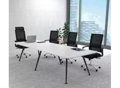 Witte vergadertafel conferentietafel thuiskantoor inrichting stijl