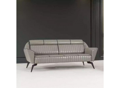 Grijze leren driezits werkkamer meubels designhouten meubels luxe