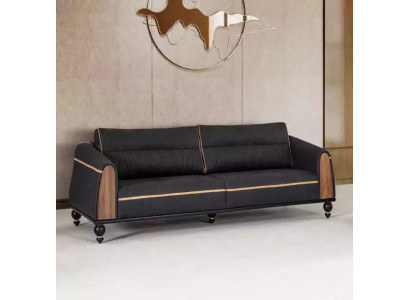 Zwarte designbank voor kantoor meubels in moderne stijl, driezitsbank.