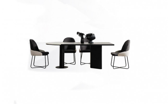 Eetkamerset Eetkamer Groep Eethoek Eettafel Stoelen 7-delig Hout Zwart