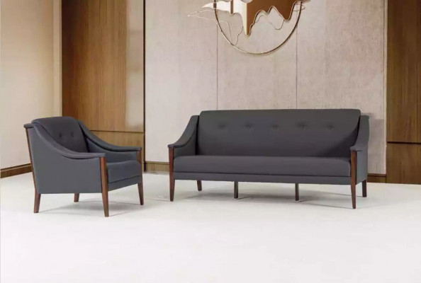 Fauteuil voor thuiskantoor Grijze gestoffeerde fauteuil Zitmeubels Textiel Modern Ontwerper
