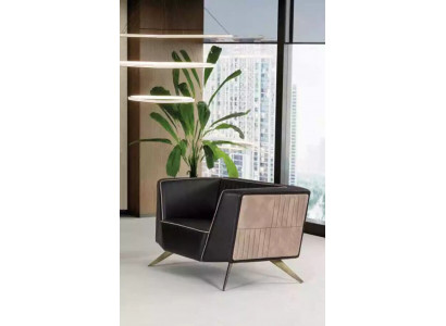 Luxe zwarte fauteuil voor de werkkamer, zitplaats modern design kantoormeubilair.