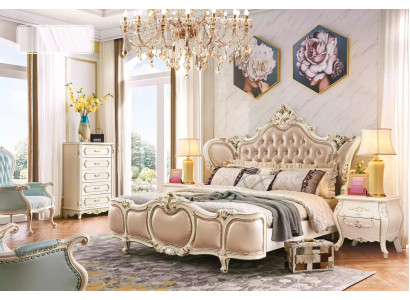 klassieke meubelset slaapkamer bed 2x nachtkastjes commode luxe set 4-delig