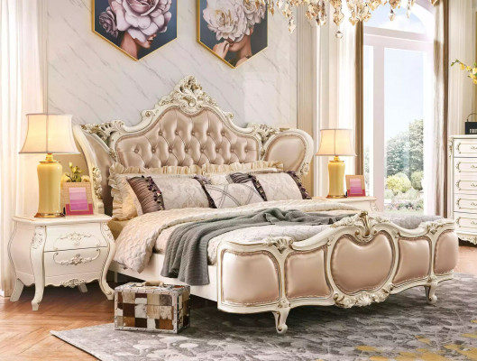 klassieke meubelset slaapkamer bed 2x nachtkastjes commode luxe set 4-delig