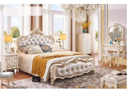 Slaapkamer set Bed 2x Nachtkastjes Kaptafel Krukje Commode 6 delig Luxe