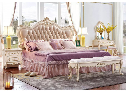 Slaapkamer set klassiek meubelontwerp massief hout luxe wit kleuren 6 delen.
